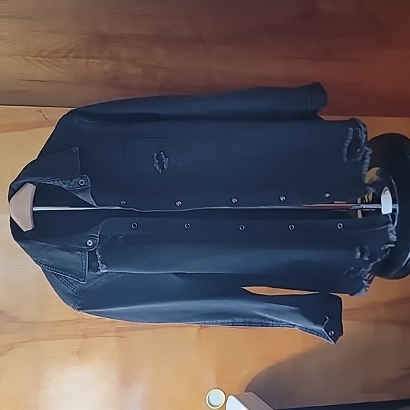 Destressed Jean Shacket - Picture 1 of 10